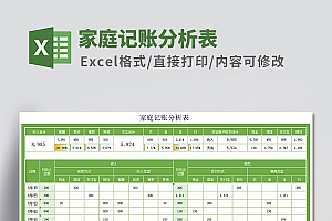 家庭记账分析表Excel模板
