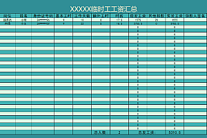 临时工工资表Excel模板