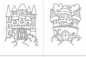 儿童幼儿奇幻城堡古堡公主王子国王涂色填色