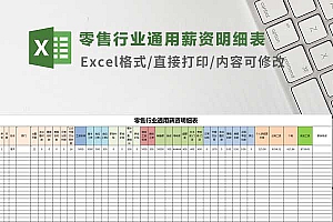 零售行业通用薪资明细表Excel模板