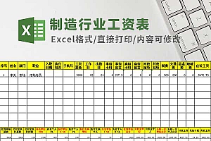 制造行业工资表-带个税计算公式Excel模板