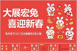 2023商业地产兔年春节1月2月月度暖场活动策划案【节庆策划】PPT模板