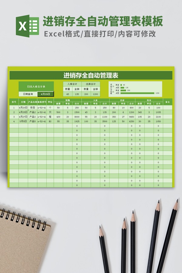 进销存全自动管理数据统计表Excel模板