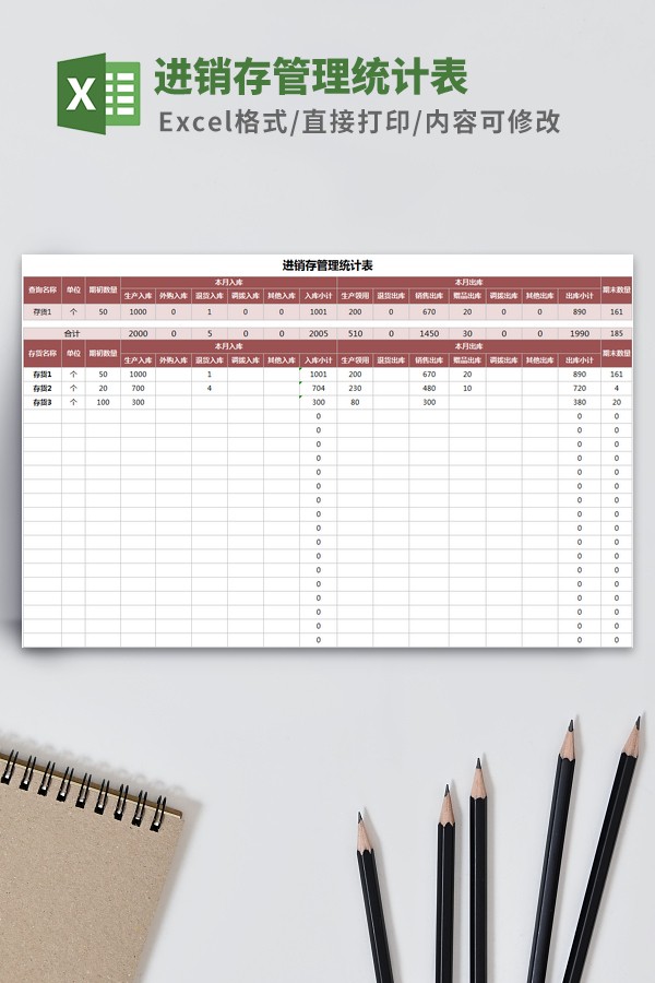 进销存管理统计表Excel模板