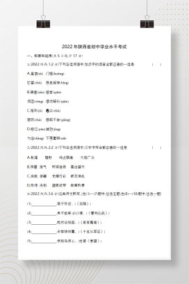 2022年中考陕西语文试卷+答案解析(word整理版)