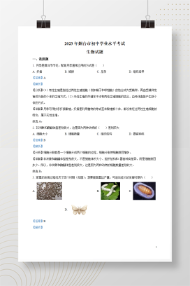 2023年中考山东省烟台市生物试卷+答案解析