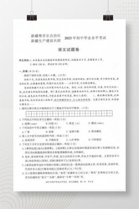 2023年中考新疆语文试卷+答案解析(PDF版)