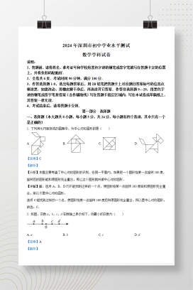 2024年中考广东省深圳市数学真题+答案解析（Word版）